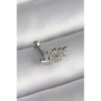 Mey İthalat® 316L Çelik Gümüş Renk Zirkon Taşlı Dal Tragus Piercing