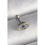 Mey İthalat® 316L Çelik Gümüş Renk Zirkon Taşlı Göz Tragus Piercing