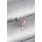 Mey İthalat® 316L Çelik Gümüş Renk Zirkon Taşlı Kalp Tragus Piercing