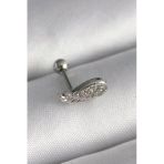Mey İthalat® 316L Çelik Gümüş Renk Zirkon Taşlı Kanat Tragus Piercing