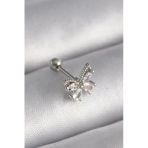 Mey İthalat® 316L Çelik Gümüş Renk Zirkon Taşlı Kelebek Tragus Piercing