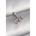 Mey İthalat® 316L Çelik Gümüş Renk Zirkon Taşlı Kurdele Tragus Piercing