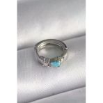 Mey İthalat® 316L Çelik Gümüş Renk Zirkon Taşlı Mavi Boncuk Detay Tragus Piercing
