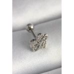 Mey İthalat® 316L Çelik Gümüş Renk Zirkon Taşlı Sonsuzluk Detay Tragus Piercing