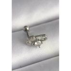 Mey İthalat® 316L Çelik Gümüş Renk Zirkon Taşlı Toplu İğne Tragus Piercing