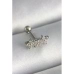 Mey İthalat® 316L Çelik Gümüş Renk Zirkon Taşlı Yonca Tragus Piercing