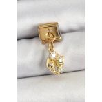 Mey İthalat® 316L Çelik Sallantılı Zirkon Taşlı Deniz Kabuğu Ve Yıldız Model Gold Renk Nomination Charm
