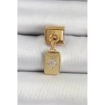 Mey İthalat® 316L Çelik Sallantılı Zirkon Taşlı Kutup Yıldızı Figürlü Dikdörtgen Model Gold Renk Nomination Charm