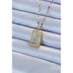 Mey İthalat® 316L Çelik Zincir Altın Renk Mavi Mineli Tarot Kolye
