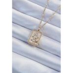 Mey İthalat® 316L Çelik Zincir Altın Renk Zirkon Taşlı Aslan Figürlü Tarot Kolye