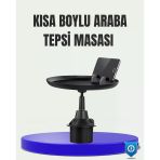 Mey İthalat® 360° Döner Araç Bardaklık Tepsisi Geniş Yemek Alanlı Telefon Standlı