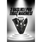 Mey İthalat® 3'Lü Set Saç Sakal Kesme Traş Makinesi Burun Kılı Alma Tıraş Makinesi