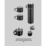 Mey Ithalat® 500 ml Isı Korumalı Çelik Termos ve Bardak Seti | Silikon Tabanlı, Şık ve Pratik - -- - Renkli
