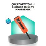 Mey İthalat® 5000 Mah Bataryalı Bisiklet Farı Cob Çakar Çok Fonksiyonlu