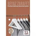 Mey İthalat® 5'Li Lüks Beyaz Elbise Ceket Askısı - Ergonomik & Kaymaz Plastik Askı Seti - Ahşap Görünümlü 722530