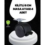 Mey İthalat® 6 Cm Kilitli Tekerlek Ayak 4 Adet Sehpa Ekipman Uyumlu