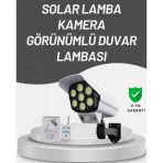 Mey İthalat® 77 Led'li Güneş Enerjili Güvenlik Lambası Ve Kukla Kamera – Hareket Sensörlü, 2400Mah Pilli
