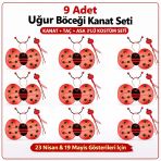 Mey İthalat® 9’Lu Uğur Böceği Ateş Böceği Kostüm Seti – Kanat Taç Asa