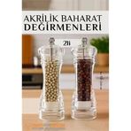 Mey İthalat® Baharat Öğütücü - Baharat Karabiber Tuz Değirmeni Ahşap Akrilik Kristal 2 Li Set 721773