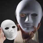 Mey İthalat® Beyaz Renk Boyanabilir Anonim Tam Yüz Cosplay Maske 24X18 Cm