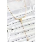 Mey İthalat® Çelik Zincir Gold Renk Yılan Model Y Kolye