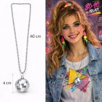 Mey İthalat® Disko Topu Şekilli 80&Amp;#39;Ler 90&Amp;#39;Lar Gümüş Renk Plastik Kolye