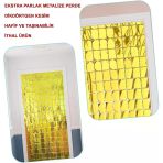 Mey İthalat® Ekstra Metalize Altın Renk Disko Dikdörtgen Kesim Kapı Perdesi Dekorasyon 1X2 Metre