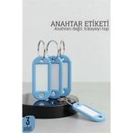 Mey İthalat® Etiketli 3'Lü Anahtarlık Halkası – İsim Yazılabilir, Metal Halka İle Şık Tasarım 722421