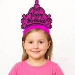 Mey İthalat® Fuşya Happy Birthday Prenses Tacı – Doğum Günü Taç Aksesuarı