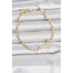 Mey İthalat® Gold Renk Zirkon Taşlı Ataç Zincir Model Kadın Bileklik