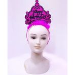 Mey İthalat® Happy Birthday Neon Fuşya Renk Doğum Günü Tacı 24X15 Cm