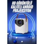 Mey İthalat® Hd Ayaklı Portatif Projeksiyon Bluetooth Wifi Akıllı Android İşlemcili