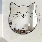 Mey İthalat® Kırılmaz Pleksi Gülen Kedi Duvar Aynası - 35X35 Cm Çocuk Ve Bebek Odası Dekoratif Ayna