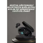 Mey İthalat® Kulaklık Dijital Göstergeli Bluetooth Bağlantılı Kablosuz Kulak İçi Mikrofonlu Dokunmatik
