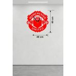 Mey Ithalat® Manchester United Logolu Ahşap Duvar Saati - 40X40 cm Taraftar Hediyesi