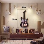 Mey İthalat® Modern Rock Serisi: Siyah Lazer Kesim Gitar Figürlü Çoklu Anı Çerçevesi