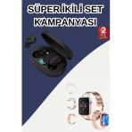 Mey İthalat® Nabız Ölçer Hediye Bileklikli Akıllı Saat Ve Dijital Göstergeli Bluetooth Kulaklık Çoklu Şarj Girişi