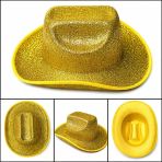 Mey İthalat® Parlak Altın Gold Kovboy Şapka Kadın Erkek Parti Disco Festival Şapkası