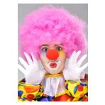 Mey İthalat Pembe Renk Kıvırcık Afro Bonus Peruk Takma Saç Ve Kırmızı Burun Seti