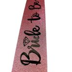 Mey İthalat® Pembe Üzeri Siyah İtalik Alyanslı Bride To Be Yazılı Simli Işıltılı Kuşak Kemer 10X80 Cm