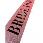 Mey İthalat® Pembe Üzeri Siyah Kalın Bride To Be Yazılı Simli Işıltılı Kuşak Kemer 10X80 Cm