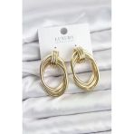 Mey İthalat® Pirinç Gold Renk Damla Model Kadın Küpe