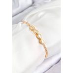 Mey İthalat® Pirinç Zirkon Taşlı Sonsuzluk Model Gold Renk Asansörlü Kadın Bileklik