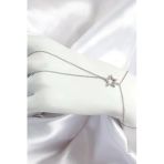 Mey İthalat® Pirinç Zirkon Taşlı Yıldız Model Gümüş Renk Kadın Şahmeran