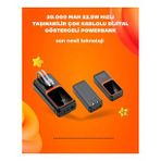 Mey İthalat® Powerbank 20000 mAh 22.5W Hızlı Şarj, Dahili Kablolu, LCD Ekranlı Şarj Cihazı
