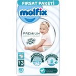 Mey Ithalat® Premium Bebek Bezi Fırsat Paketi 3 Beden 4-9 kg 60 Adet - Renkli