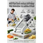 Mey İthalat® Profesyonel Mandolin Rende Sebze Doğrayıcı - 18 Fonksiyonlu Ayarlı Jülyen Dilimleyici 723134