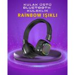 Mey İthalat® Renkli Işık Efektli Bluetooth 5.3 Müzik Kulaklığı