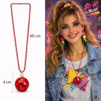 Mey İthalat® Retro Disko Topu Şekilli 80&Amp;#39;Ler 90&Amp;#39;Lar Kırmızı Renk Plastik Kolye