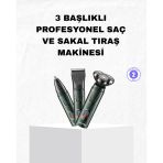 Mey İthalat® Şarjlı Ve Kablosuz 3 Başlıklı Profesyonel Bakım Seti – Saç, Sakal, Burun Ve Kulak Düzeltici